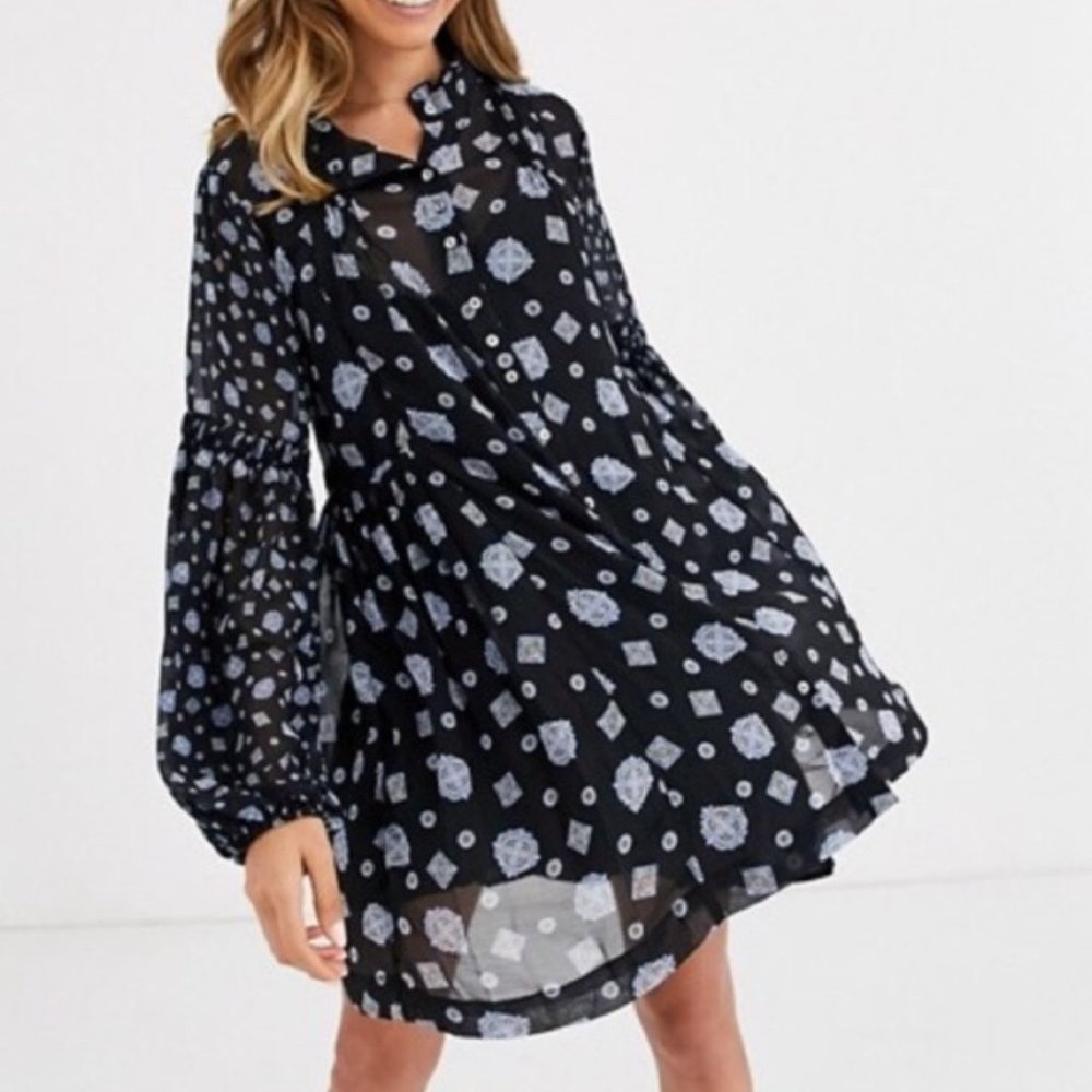 Free People Turn Turn Long Sleeve Ruffle dress